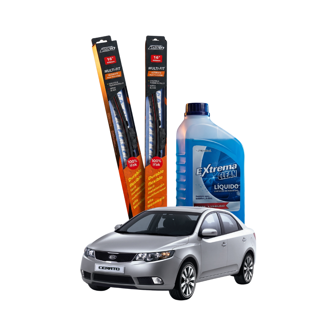 Kit Plumillas Kia Cerato 24" y 20" + Líquido Limpiaparabrisas Premium