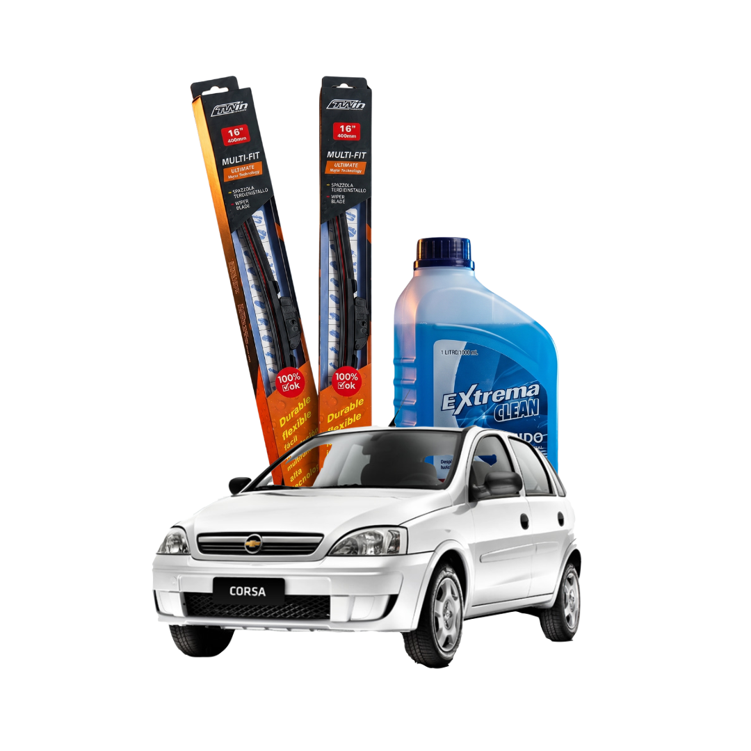 Kit Plumillas Limpiaparabrisas Chevrolet Corsa 18" + Líquido Limpiaparabrisas