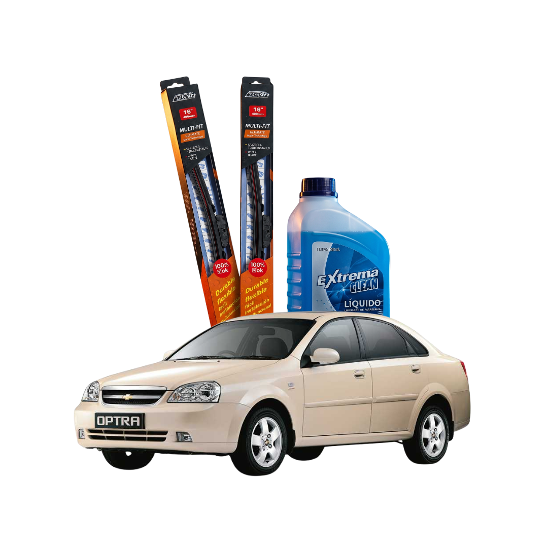 Kit Plumillas Limpiaparabrisas Chevrolet Optra 22" y 20" + Líquido Limpiaparabrisas