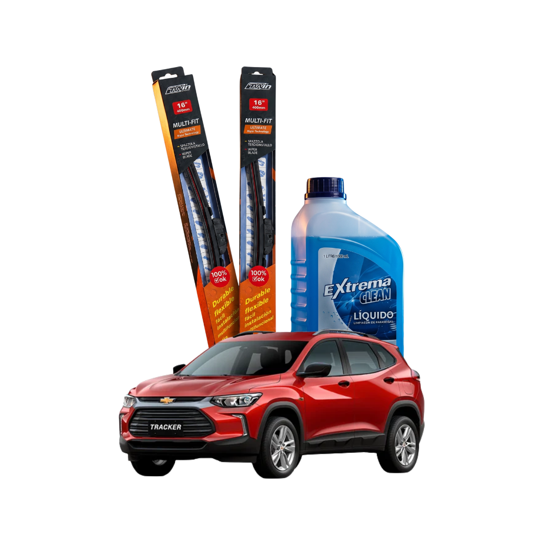 Kit Plumillas Limpiaparabrisas Chevrolet Tracker 26" y 14" (2013-2025) + Líquido Limpiaparabrisas